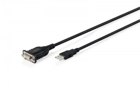 Kabel adapter USB 2.0 do RS232 (DB9) | Chipset FTDI (FT232RNL) | PVC, czarny | Mocowanie w tulejkach gwintowanych | 1.8m