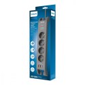 Listwa antyprzepięciowa 2m, 4 gniazda, 1xUSB-C, 2xUSB-A,PD 20W / QC 18W, 2400 J ochrony przeciwprzepięciowej