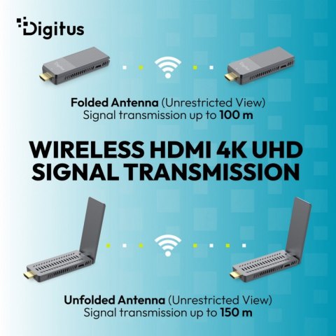 Przedłużacz / Extender HDMI bezprzewodowy do 100/150m | UHD 4K@60Hz | Audio (Zestaw)
