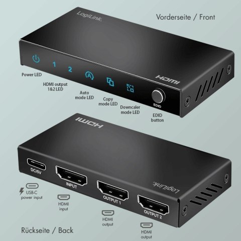 Splitter HDMI, 1x2-Port 4K/60Hz