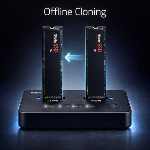 Stacja dokujšca dysków SSD M.2 NVMe | PCIe | USB-C | 20Gb/s | DUAL 2x8TB | klonowanie offline
