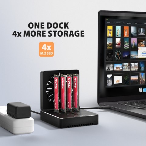 ADSA-M2C44 Stacja dokująca USB4 dla 4x M.2 NVMe SSD z funkcją klonowania dysków bez komputera