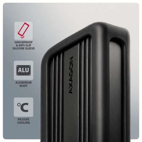 EEM2-40G Obudowa zewnętrzna aluminiowa USB4 Gen 3x2 M.2 SSD NVMe 40Gbps passive, USB-C cable, silicon sleeve