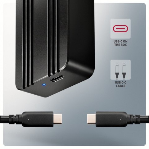 EEM2-40G Obudowa zewnętrzna aluminiowa USB4 Gen 3x2 M.2 SSD NVMe 40Gbps passive, USB-C cable, silicon sleeve