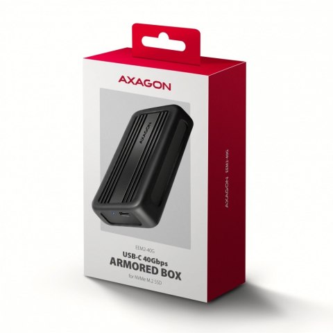 EEM2-40G Obudowa zewnętrzna aluminiowa USB4 Gen 3x2 M.2 SSD NVMe 40Gbps passive, USB-C cable, silicon sleeve