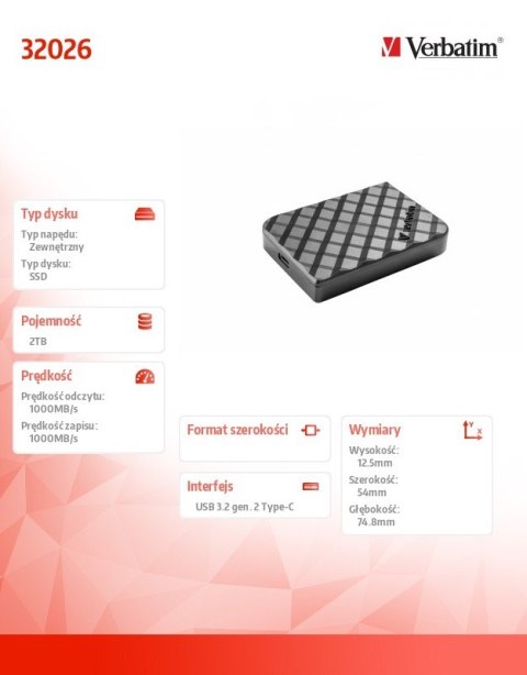 Dysk SSD Mini Diamond 2TB USB-C 2TB 32026