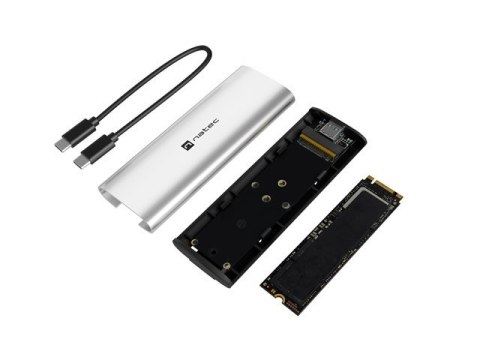 Obudowa SSD zewnętrzna RHINO M.2 NVME USB-C 3.2 arctic silver