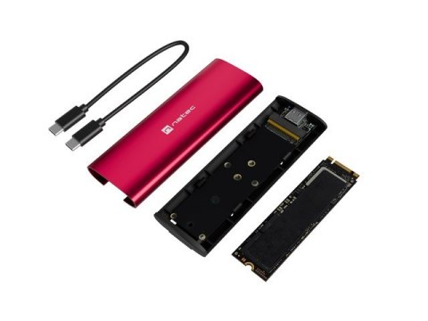 Obudowa SSD zewnętrzna RHINO M.2 NVME USB-C 3.2 ruby red