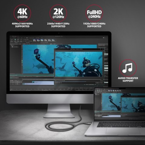 RVC-HI2MC Adapter aktywny USB-C -> HDMI 2.0 4K/60Hz Aluminum, 1.8m kabel