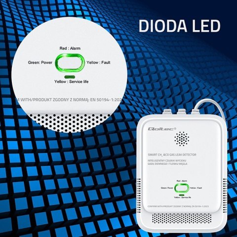 Czujnik wycieku gazu i tlenku węgla | alarm 85dB | LED