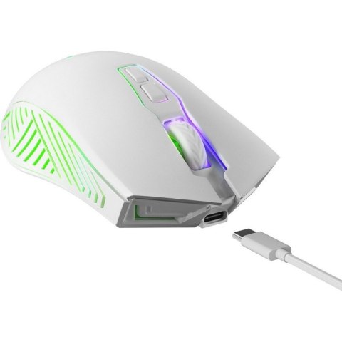 Mysz gamingowa bezprzewodowa PANDORA RF 3200DPI 7P biała