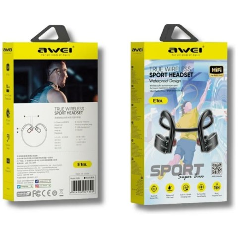 Słuchawki Bluetooth E1BL sportowe Czarne