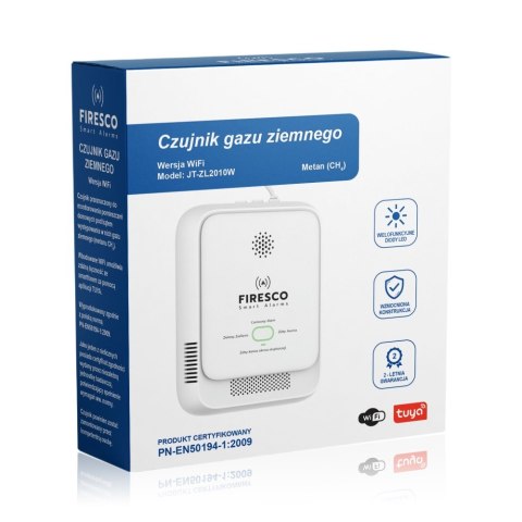 Czujnik gazu ziemnego JT-ZL2010W z funkcją komunikacji Tuya / Smart Life, czujnik gazu z wbudowanym modułem łącznosci WiFi,czuj