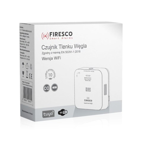 Czujnik tlenku węgla Tuya/WiFi FCO-850 WF, czujnik tlenku węgla z komunikacja WiFi, Tuya / Smart Life, autonomiczny czujnik tlen