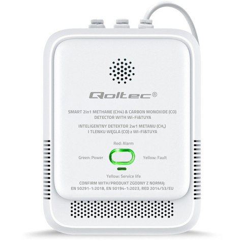 Czujnik wycieku gazu ziemnego i tlenku węgla (czadu) | Tuya | Wi-Fi | alarm 85dB | LED