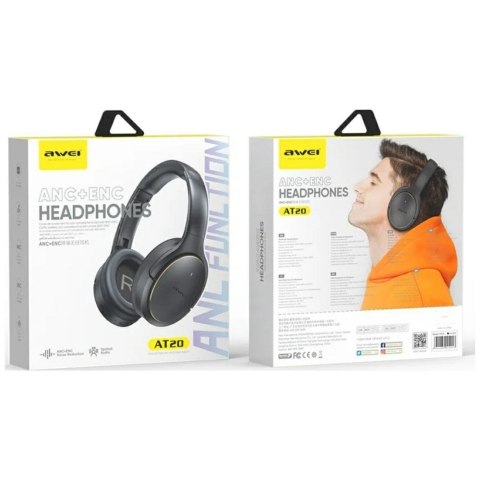 Słuchawki nauszne AT20 ANC ENC Bluetooth 6.0 białe
