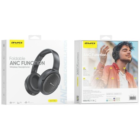 Słuchawki nauszne AT78 ANC ENC Bluetooth 6.0 czarne