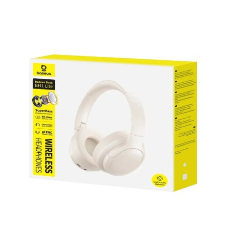 Słuchawki nauszne bluetooth 6.0 BASS LITE beżowe