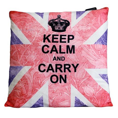 CUSCINI LETTERARI - Copricuscino in Juta lavata / Cotton pillow case KEEP CALM AND CARRY ON - Size 40x40cm