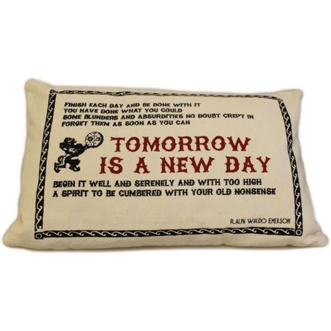 CUSCINI LETTERARI - Copricuscino in Juta lavata / Cotton pillow case TOMORROW - Size 38x25cm CUSCINI LETTERARI - Copricuscino in Juta lavata / Cotton pillow case TOMORROW - Size 38x25cm