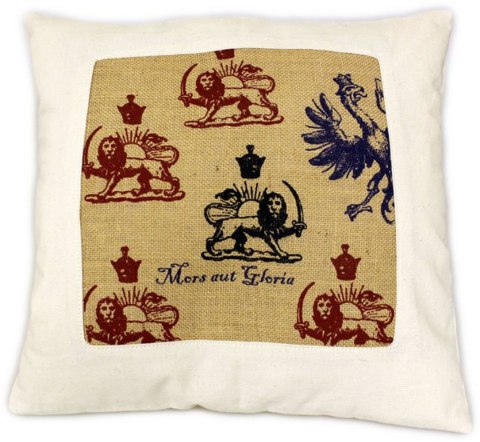 CUSCINI LETTERARI - Copricuscino in Juta lavata / Cotton pillow case e Juta lavata MORS AUT GLORIA - Size 40x40cm CUSCINI LETTERARI - Copricuscino in Juta lavata / Cotton pillow case e Juta lavata MORS AUT GLORIA - Size 40x40cm